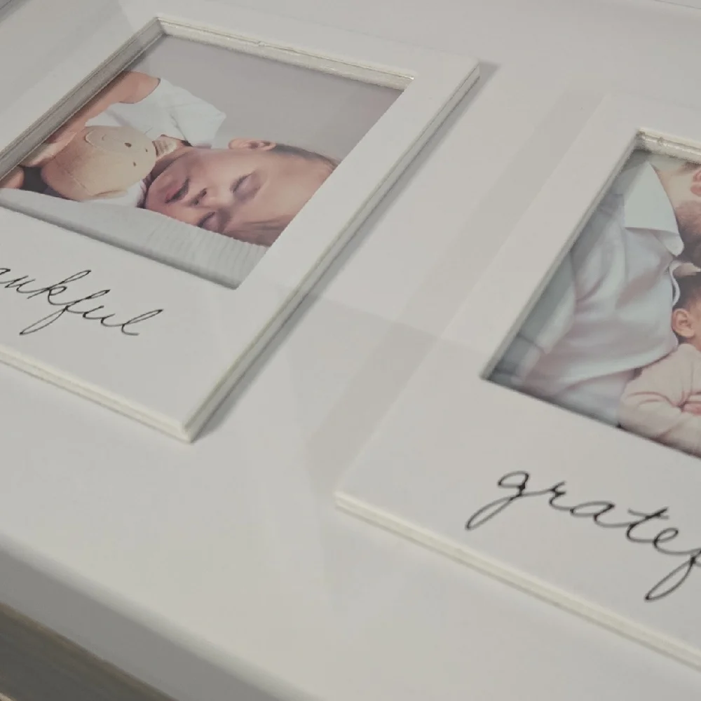 Studio Decor Double Photo Thankful & Grateful Dual Wall Gray Wood Frame